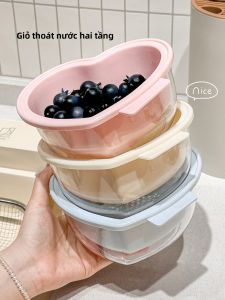 Hộp Đựng Trái Cây Hai Lớp Dễ Thương Dùng Trong Nhà Bếp Dụng Cụ Rửa Rau Củ Quả Hộp Đựng Trái Cây Đa Năng Chất Liệu Nhựa