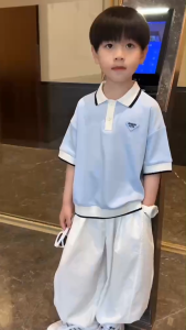 Terno for Kids Boy Fresh Modern Light Blue Polo w/ white bottoms 1-5yrs old C54