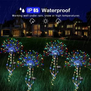 1Pcs 110/250LED Solar Fireworks 8 Modes of Fairy Tale Decorative String Lights For YardPatioPathwayWeddings Decoration