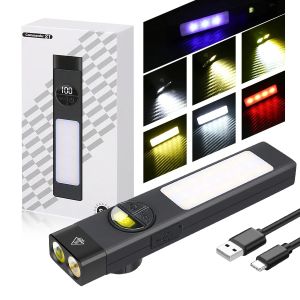 XIWANGFIRE EDC ไฟฉาย 400Lumens แบบพกพา Mini Light ไฟฉายกันน้ําแหล่งกําเนิดแสงคู่หัวแม่เหล็กสําหรับกลางแจ้ง