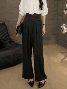 Summer New Style High Waist Draped Casual Pants Women Elegant High-End Feeling Versatile Long Trousers French Design Sensation