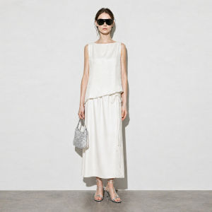 AMII | Leisure Style Vinegar Fiber Pleated Spliced Chiffon Dress