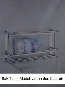 Rak Gantung SS (STAINLESS STEEL) 2 TINGKAT Rak Kamar Mandi Dinding/Rak Bumbu Dapur Multifungsi