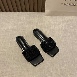 French Style Fairy Style Sequin Sandals Womens Fashion Outwear Flats Summer 2024 New Arrival Low Heel Elegant Sandals