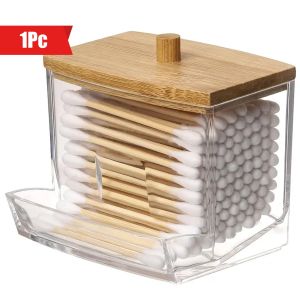 1pc Clear Cotton Swabs Storage Holder Dispenser Cotton Pads Holder With Lids Bathroom Storage Container Organizer Art Supplies