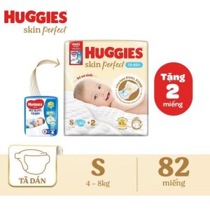 TÃ DÁN HUGGIES SKIN PERFECT MỚI S80+2/M76+3 VỚI HAI VÙNG THẤM GIẢM KÍCH ỨNG DA