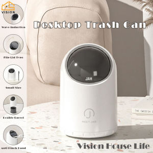 Vision 2L ถังขยะเซ็นเซอร์ตรวจจับการเคลื่อนไหวระบบสัมผัสถังขยะอิเล็กทรอนิกส์แบบถังขยะตั้งโต๊ะขนาดเล็กอัตโนมัติถังขยะแบบไม่มีการสัมผัสพร้อมจอแสดงผลทรงกลมสำหรับห้องน้ำ