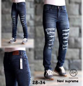 CELANA DISTRO PRIA JEANS PANJANG SOBEK RAWIS TAMBAL
