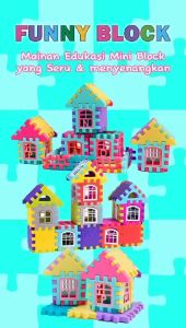 Didibear Mainan Edukasi Anak Balok Susun Puzzle Imajinasi Bentuk Rumah 120 Pcs dan 180 Pcs