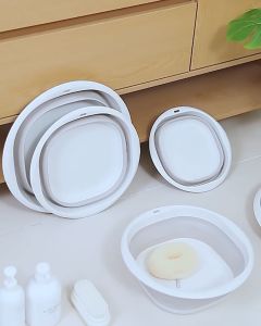 กะละมังพับได้ กะละมัง ซิลิโคนอเนกประสงค์ กะละมังล้างผัก ผลไม้ ซักผ้า แบบพกพาสะดวก มี 3 ขนาด