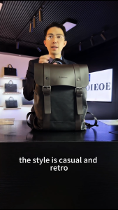 PADIEOE genuine leather backpack made of Oxford fabric stylish and durable suitable for all occasions double-shoulder bag for outdoor and casual wear trendy mens bag.
