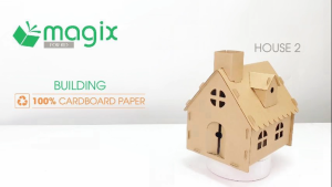 MFK07B - 16x15x19 cm - Mô hình ngôi nhà lắp ráp từ bìa carton cao cấp nhà giấy carton mini sáng tạo
