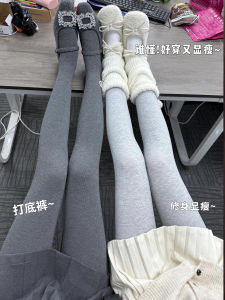 Gray Warm Womens High Waist Thickened Fleece Leggings Autumn Winter New Style Outdoor Wear Slimming Pantyhose Leggings