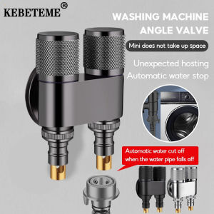 (Local Seller)KEBETEME Aluminum Alloy Double Head Water Tap 2 Way One-in Two-out Angle Valve Bathroom Toilet Washing Machine Faucet