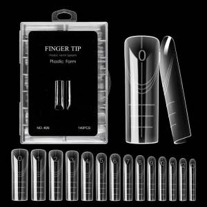 BNG Square Nail Dual Form 14 Sizes Dual Form for Poly Builder Gel Flexible Nail Extensions Beginners Manicure Tools 140 pcs