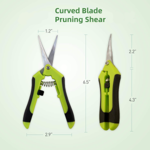 2Pcs 6.5 Inch Gardening Hand Pruner Pruning Shear Trimming Scissors Stainless Steel Straight/ Curved Blades Buds Herbs Flowers