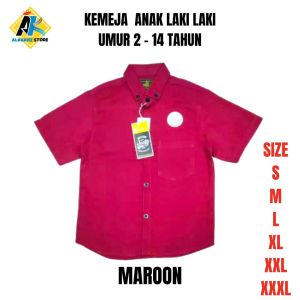 kemeja polos anak laki laki lengan pendek umur 3-14 tahun