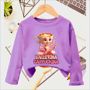 Atasan Baju Kaos Lengan panjang Untuk Anak Perempuan Motif Ballerina Cappuchina Viral Usia 1-12 TH