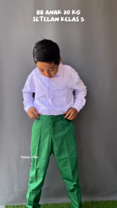 Setelan Seragam Sekolah SD/MI Putih Hijau Laki Laki Perempuan baju celana rok rempel lengan panjang Fashion