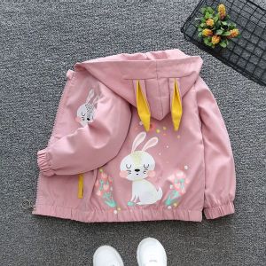 1 2 3 4 5 Years Girls Jacket Spring Autumn Dots Double Sided Fashion Princess Windbreaker Hooded Zipper Baby Coat Kids Clothes