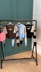 SET7355 Duo Tone Furry Set Tanktop Cardigan