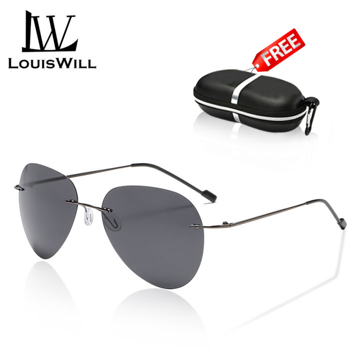 LouisWill Men's Sunglasses Memory Titanium Alloy Sunglasses Ultra