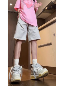 กางเกงขาสั้นผ้าไหมน้ำแข็งแห้งเร็วสำหรับผู้หญิง กางเกงขาสั้นชายหาดลำลอง 4 ชิ้น ทรงตรง ความยาวปกติ ฤดูร้อน 2024