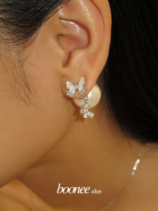 Hoa Tai Ngọc Trai Hình Bướm Đính Ngọc Trai Trắng Thanh Lịch Của Boonee Alus Dành Cho Nữ Thời Trang Mới 2025