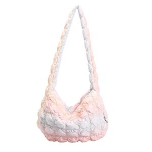 New Womens Folded Cloud Bag Gradient Rainbow Aurora Single Shoulder Tote Bag Drawstring Design Crossbody Bag