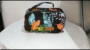 Pouch make up cewek canvas motif tas kosmetik wanita tempat alat rias toiletry bag travel organizer