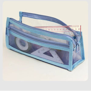 Transparent Mesh Pencil Case Examination-specific Stationery Bag Pencil Case Double-layer Large-capacity Stationery Box