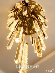 ✌K9 Kristal & 3m✌Lampu Gantung Kristal 21kepala LED 3 Warna GOLD Lampu Hias Minimalis Modern Kemewahan Chandelier Ruang Tamu Ruang Vila Hotel Pernikahan Lamp cxq