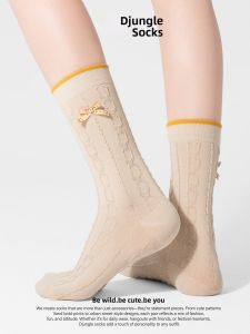 djungle | Garters Knitted Bow Sweet and Retro Design Womens Socks