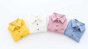 Little Luxe 1-8Y Korean Style Cotton Button-Down Shirt – White Polo for Baby Boys Long Sleeve Casual & Formal Shirt