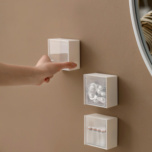 Hộp nhựa vuông dùng để đựng bông tẩy trang tăm bông xỉa răng thun cột tóc phụ kiện thiết kế mở dễ sử dụng SHOPE