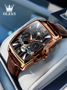 OLEVS | Square Cognac Mechanical Watch Automatic Skeleton Water-Resistant