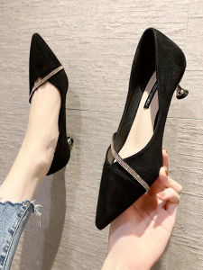 French Style Fairy Tale Fashionable Pointed Toe Womens High Heels Slip-On Solid Color mid Heel Rubber Outsole PU Lined Shoes