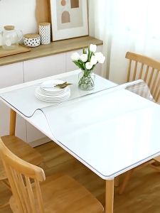 Lubood PVC Table Cloth Transparent 1.5/1mm Rectangular 6/8 Seats Heat Resistant Waterproof Soft Glass Table Cover Pvc Plastic