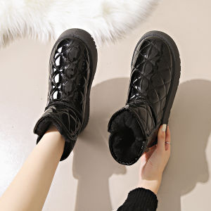 Thick Bottom Snow Boots Womens Winter New Fashion Fleece Lined Warm Waterproof Anti Slip Cold Resistant Northeast Cotton Shoes