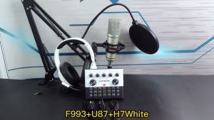 Siborie F993 Sound card + U87 Mic + H7 headphone + cantilever support full set for Streaming Media