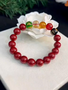 五路财神转运珠朱砂手串正品男女款本命年手链护身符 Five-way God of Wealth transfer beads cinnabar bracelet genuine men and womens zodiac year bracelet amulet