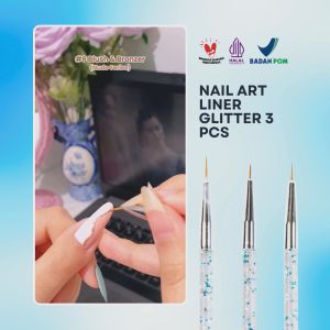 Set Kuas Nail Art Liner Glitter I Brush Liner I Nail Art Liner Brush I Painting Pen Brush Liner 3pcs