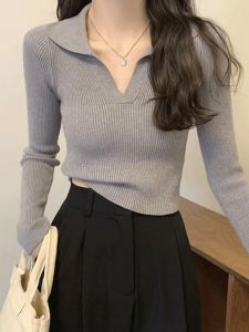 YUANJIAREN | Design Knit Slimming Polo Sweater