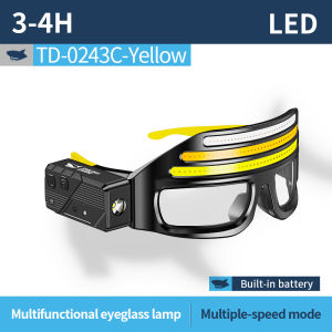 SMILING SHARK Headlight LED Induction Glasses Head Lamp Glasses Light 9Mode 90°Spin Side Light Type c Rechargeable Waterproof Outdoor Maintenance TD0243