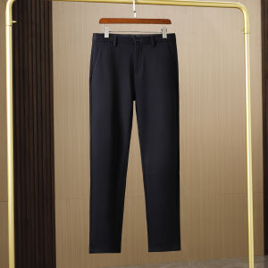 Quần Ống Đứng Dày Ấm Áp Mùa Thu Đông Thương Mại Thường Ngày Cho Nam Quần Dài Màu Xanh Lam Đơn Giản Có Độ Co Giãn