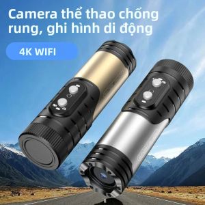 Camera Hành Động Chống Nước Di Động 4K Full HD Wifi Có Chống Rung Cho Xe Đạp Mũ Bảo Hiểm Xe Máy Đèn Pin Máy Quay Phim Thể Thao