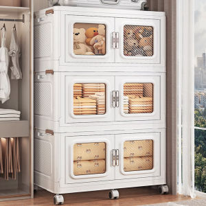 ZHUOLESHI | Foldable Double Door Storage Cabinet Large Capacity Multi-level