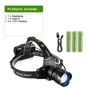 New 998000000LM Super Bright 1500W LED Headlamp Rechargeable Head Light Zoomable Torch Long Range Head Flashlight For Camping