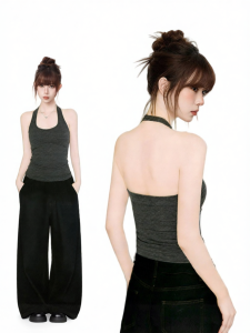 AUDISTY | Áo Cổ Trụ Dải Sọc Vintage Off-shoulder Crop Top