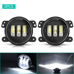 Car LED Headlight 4 inch Fog Light 30W With White Halo Ring DRL Angel Eyes Light For Jp Wrangler JK Dodge Off-Road 4x4 Cars